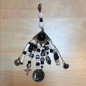 Bohemian Charm Amulet with Black and White Accents